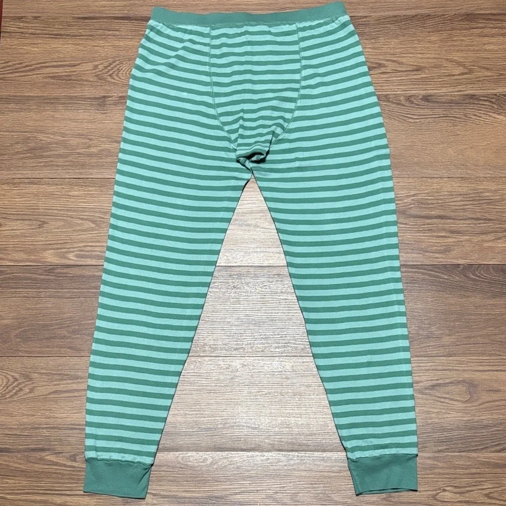 Lake Pajamas Mens XL Green Stripe Cotton Lounge Set Soft Sleepwear